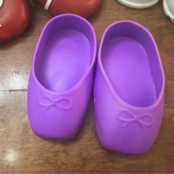 doll blue high-top sneaker with white laces, red tennis shoes& purple slip ons - Picture 3 of 6